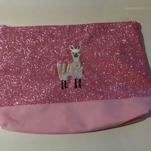Thirty One Pink Sparkle Llama Zipper Pouch